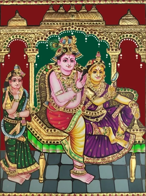 Lord Krishna and Radha on the Swing