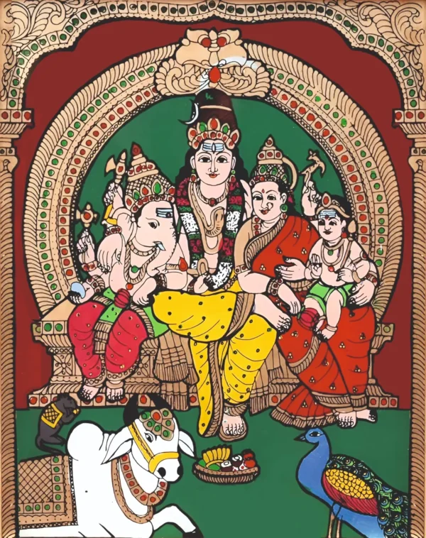 Lord Shiva_s Family Lord Shiva’s Family – Tanjore Painting